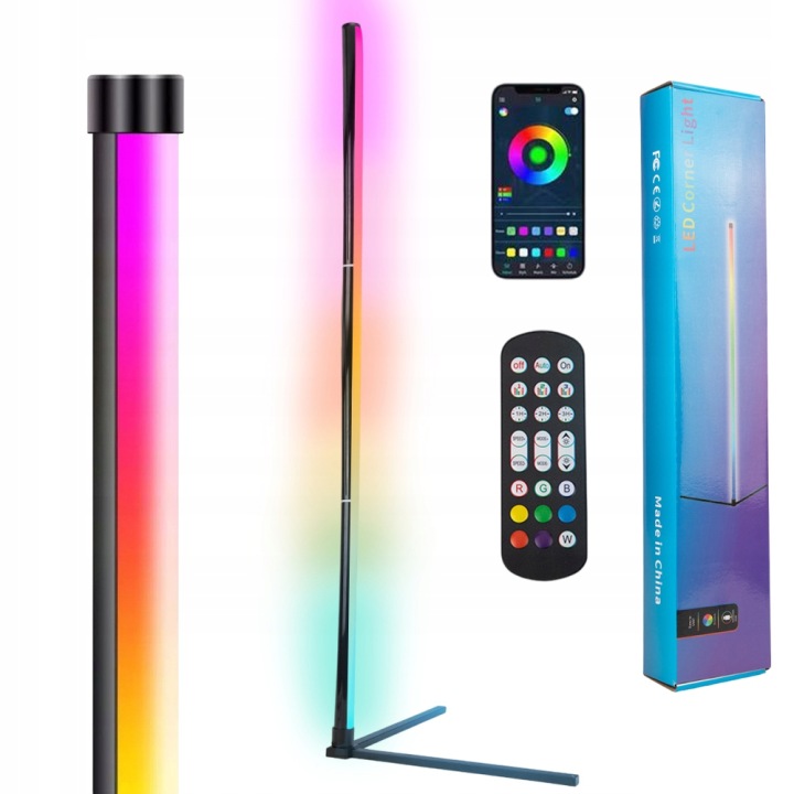 Led Rohová Rgb Stojací Podlahová Lampa Dálkový Ovladač 155 CM 10 W Podlahová Lampa