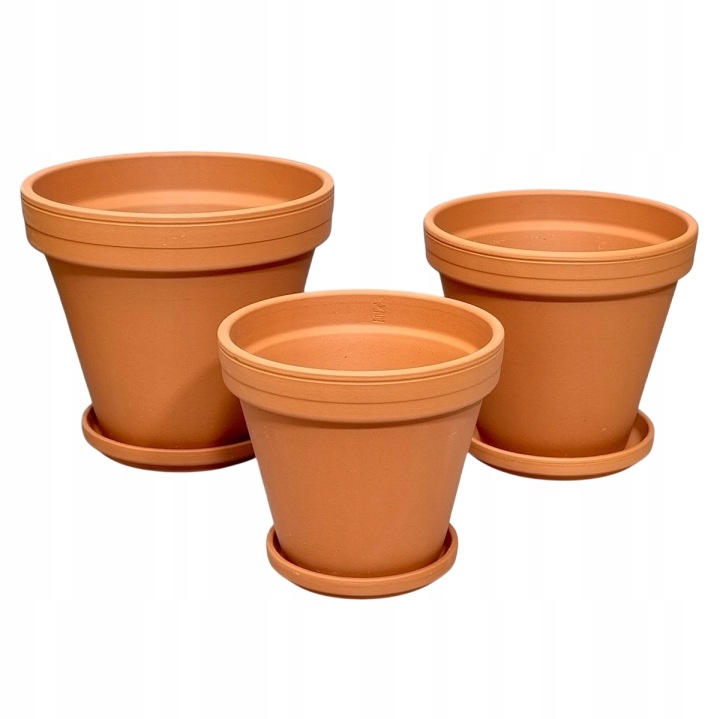 Keramické hliněné květináče Terakota Natur – sada x3 – 16 cm, 17 cm a 20 cm