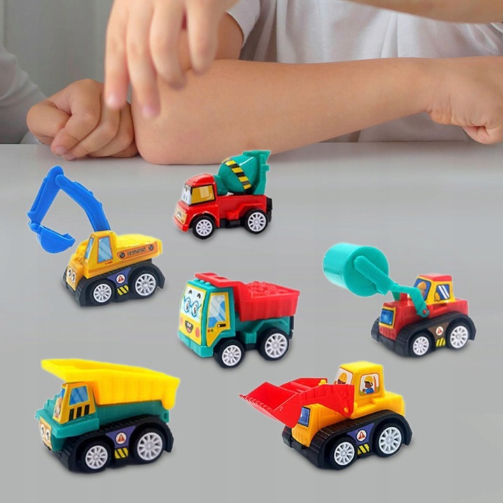 6 шт. Міні Pull Back Реалістичні іграшки іграшкові Push and Go Car Міні машинки будівельні — фото 8