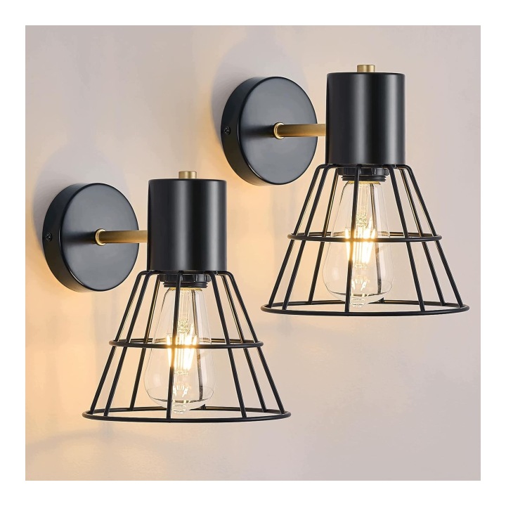 Industriální nástěnná lampa černo-zlatá s zatemněním