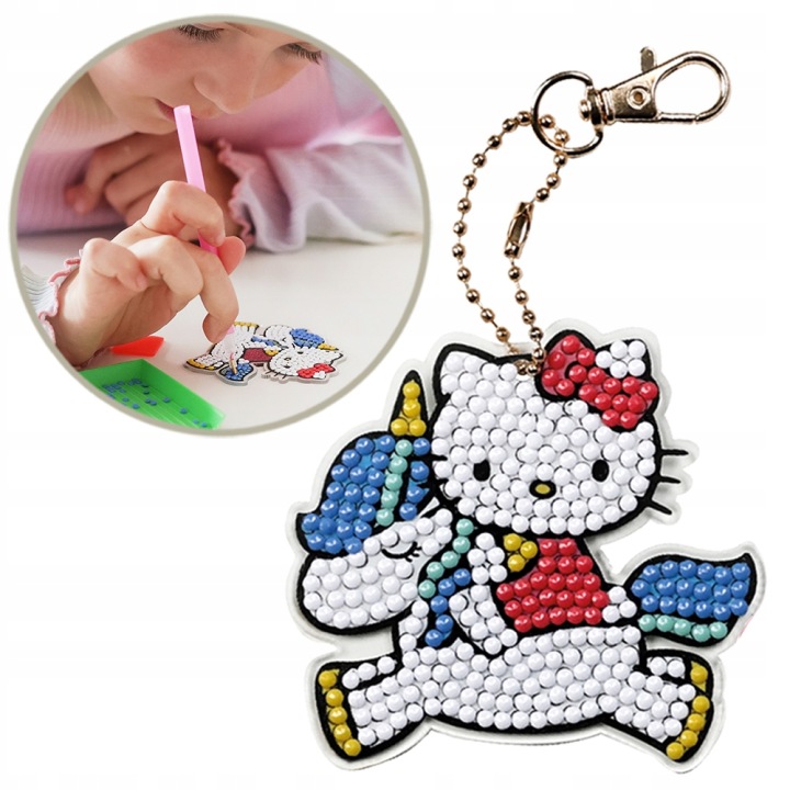 Малюй діамантами за номерами творча іграшка брелок дітей Hello Kitty — фото 2