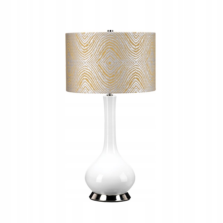 Keramická stolní lampa žlutá bílá s 69 cm stínítkem do obývacího pokoje Elstead