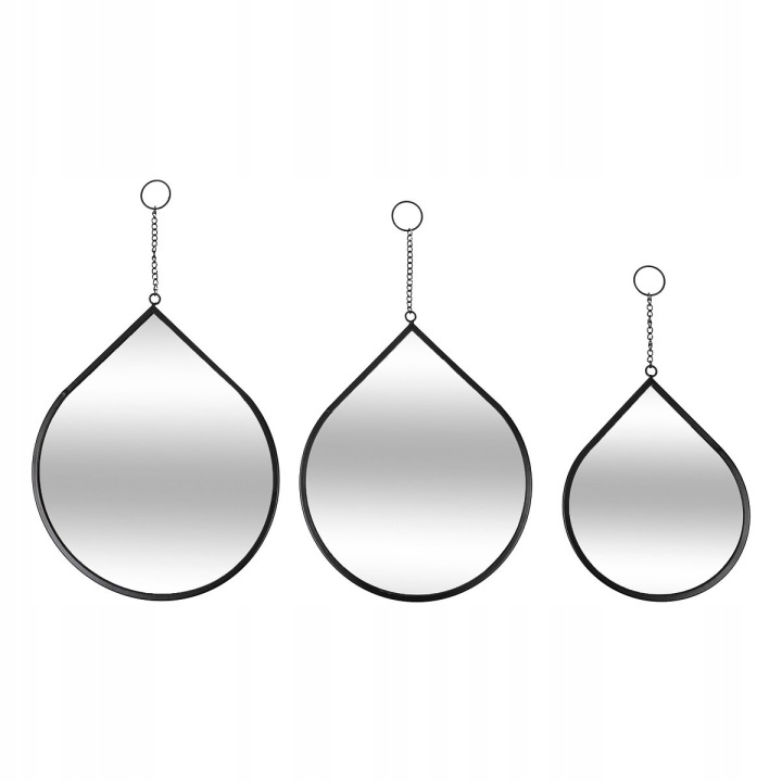 Stylowy komplet wiszących luster Kropla Lustro ścienne 3 szt Różne rozmiary