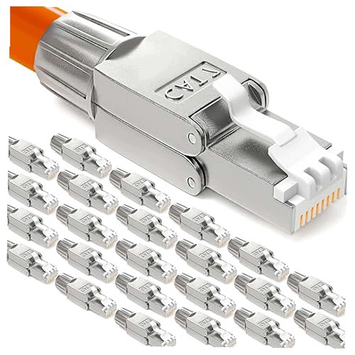 Вилка мережева RJ45 CAT7 без інструментів позолочена для кабелю LAN 24 шт.