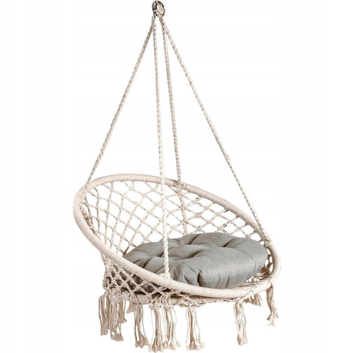 Závěsné křeslo Garden Pleasure Barbuda, s polštářem, 80 x 125 x 60 cm, bílé