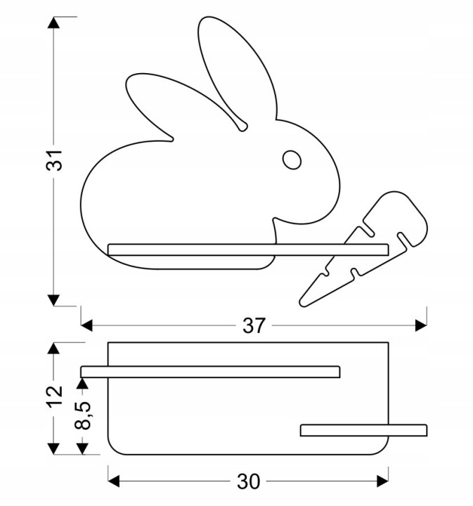 Лампа настінна сірий кролик для кімнати дитини KIDS RABBIT 21-84743 Candellu — фото 3