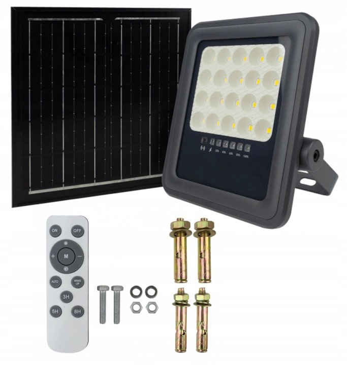 Led reflektor Halogen Venkovní 50W se solárním panelem, senzor soumraku