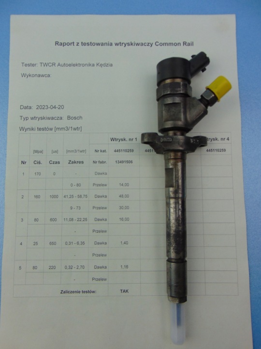 Injecteur 1,6HDI 1,6TDCI 0445110259 Ford Peugot Volvo Sprawdzony!!!