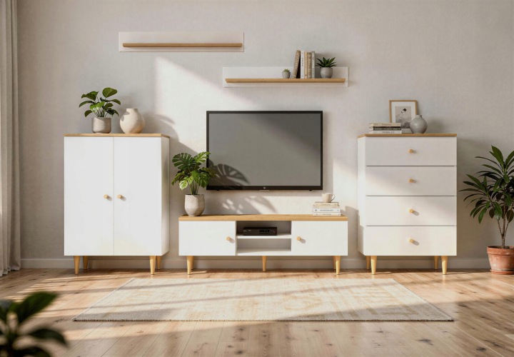 Nábytková Stěna Range artisan-bílý set 2 komody Rtv skříňka 120 cm 2 police