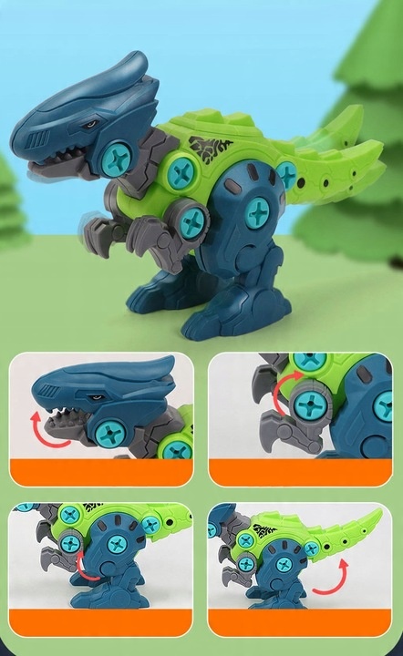 Construction Kit with Dinosaur Screwdriver for Twisting Blocks Screw Set Type construction blocks