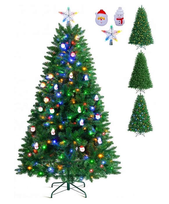 Umělý vánoční stromek 180 cm s Led světly, 9 režimů, nový