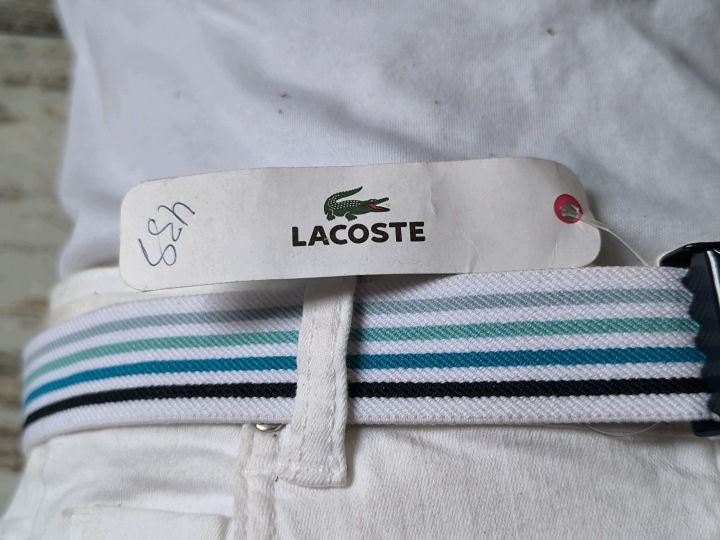 Хлоп'ячий блакитний еластичний ремінь для штанів LACOSTE 70 / 28 — фото 4