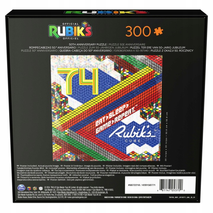 PUZZLE RUBIK'S CUBE 50-LECIE KOSTKI RUBIKA 300 ELEMENTÓW Liczba elementów 300