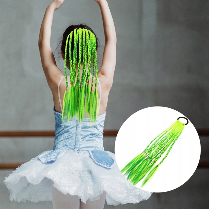 Перука з косою і кільцем для волосся – зелена прикраса на вечірку — фото 9