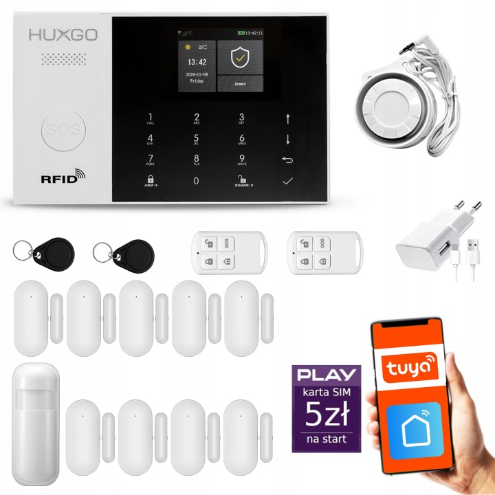 Bezdrátový alarm WiFi Gsm 4G, Tuya, sada alarmu Huxgo HXA005 D9PS