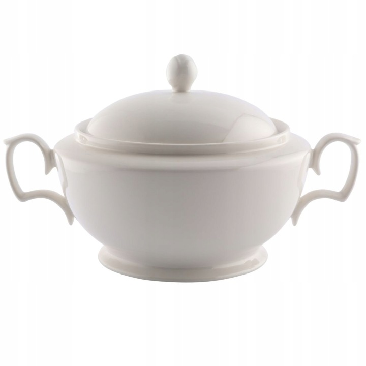 Elegantní porcelánová polévková váza s víkem MariaPaula Klasika Ecru 2,7 l