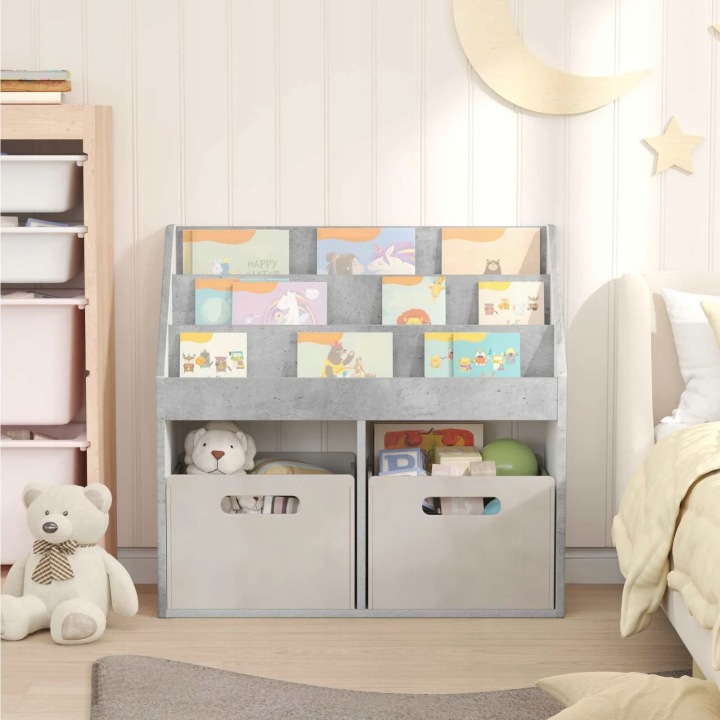 vidaXL Книжкова полиця для дітей Бетонний сірий 72,5 x 29,5 x 69 см — фото 3