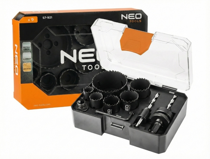 Sada děrovaček Bi-metalové děrovačky Co8% 19 25 30 35 40 68 mm 9el. Neo