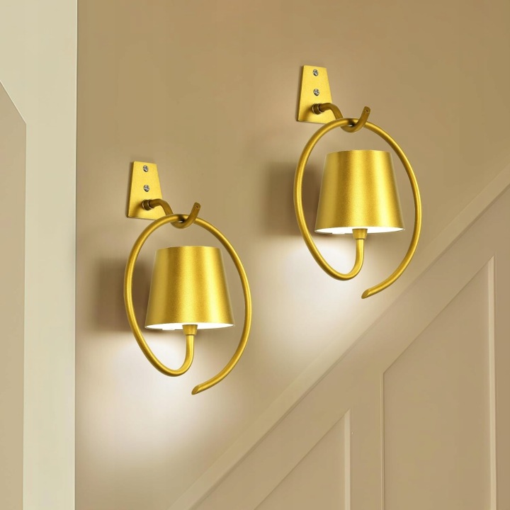 Bezdrátové nástěnné Led lampy 2 ks akumulátor Rgb 3 barvy zlaté
