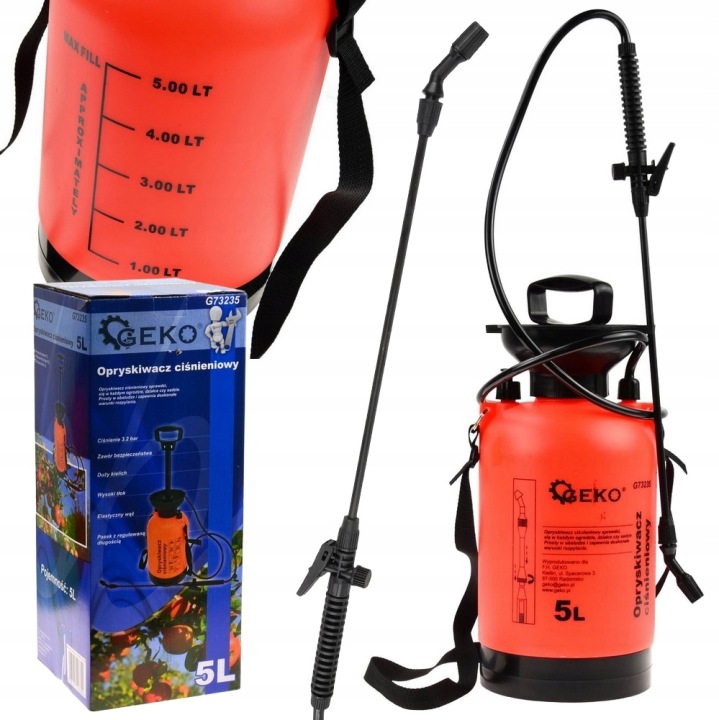 Tlakový Postřikovač 5 Litrů Geko Lanka 43 CM