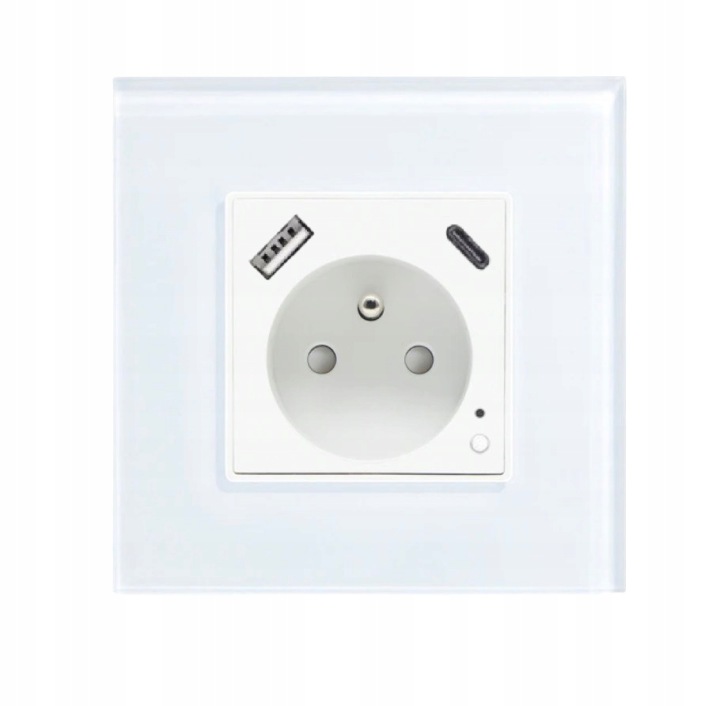 Elektrická Zásuvka Usb A C Wifi Skleněná Pro Měření Energie Tuya 20W 3A Qc