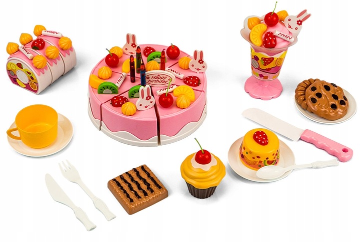 BIRTHDAY CAKE CUTTING SET FOR CHILDREN CANDLES + ACCESSORIES 75 EL Product depth 15 cm