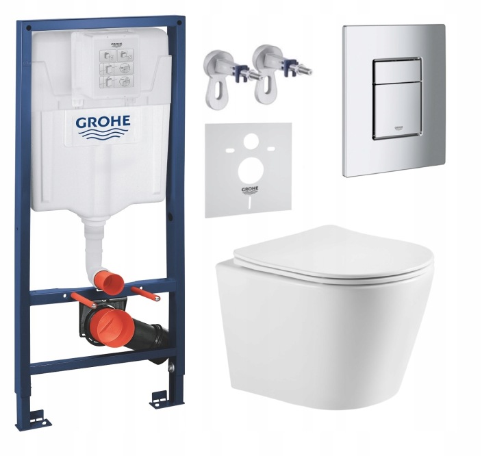 Podomítkový Wc set Grohe s mísou Jess a tlačítkem Chrom Fresh
