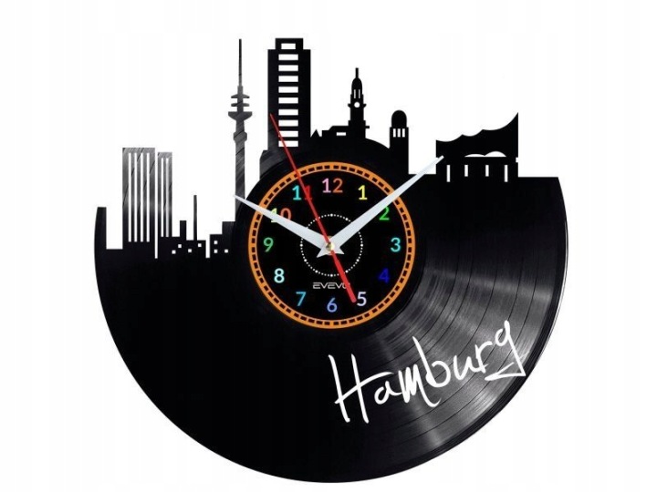 Hamburg Dekorativní Nástěnné Hodiny, Moderní Vinylová Deska Jako Dárek