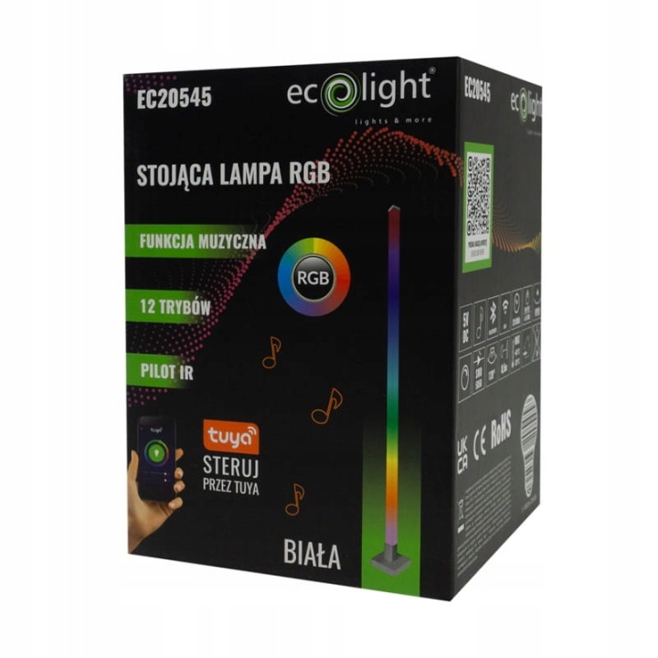 Stojící Rgb hudební lampa Tuya Bílá EC20545 Eco Light