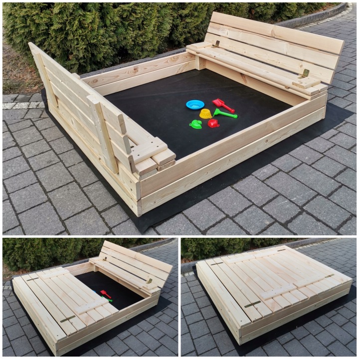 Пісочниця 150x150x25 дерев'яна що закривається Велика — фото 4