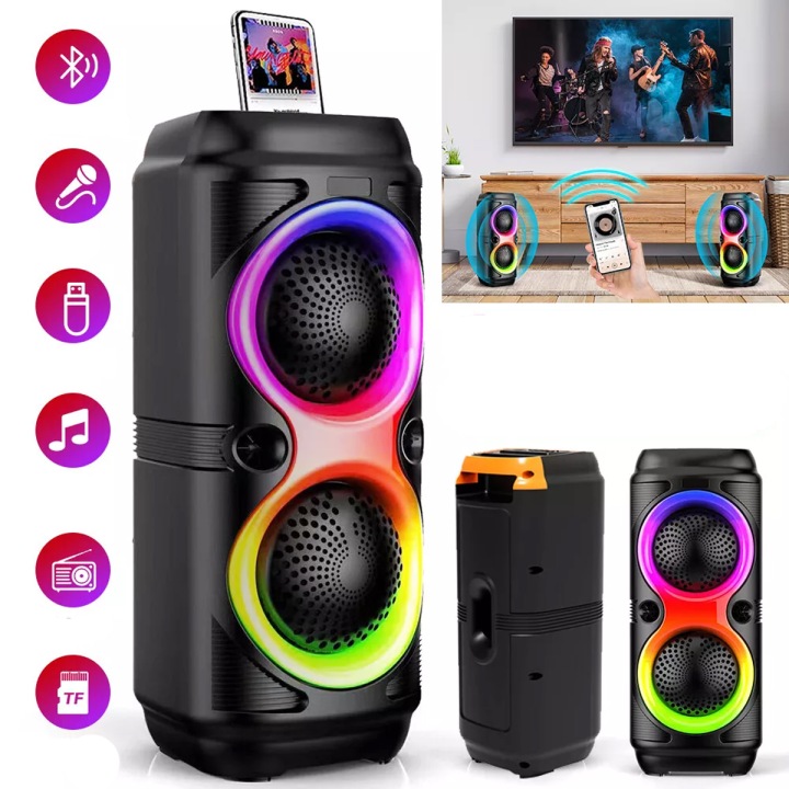 Портативна колонка BLUETOOTH 4" RGB сабвуфер бездротовий з мікрофон