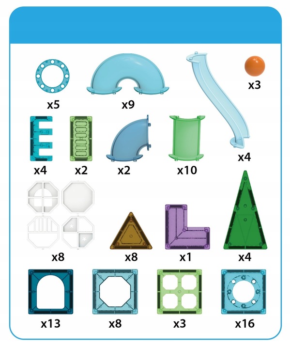 MAGNETIC BLOCKS CONSTRUCTION PANELS BALL TRACK 100EL SET FOR CHILDREN Kind set