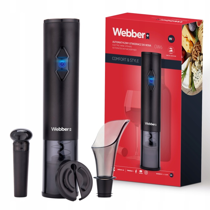 Automatický otvírák na víno Webber OW6 Elektrický sada 4v1 Usb zátka
