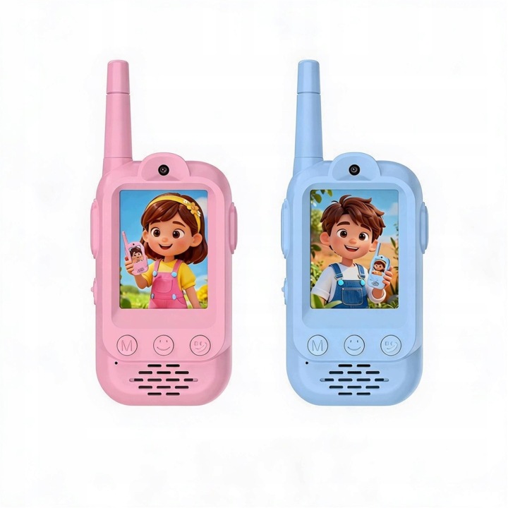2 шт. Krótkofalówka Wideo Для Дітей Walkie Talkie з Камерою Рожевий&Синій — фото 3
