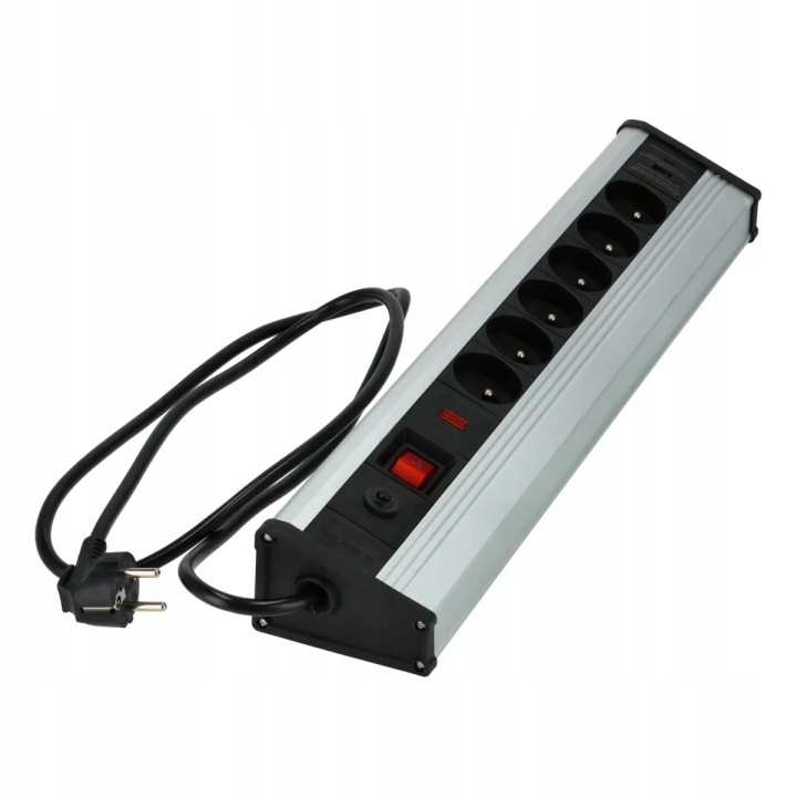 Schmith Prodlužovací Kabel Alu 6 Zásuvek 1,5 M Usb 3X1,5 MM