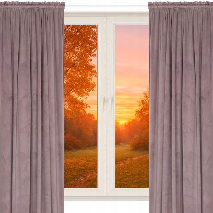 Záclony Starorůžová Velur 140 x 260 cm Závěs Na Pásce 2 Kusy