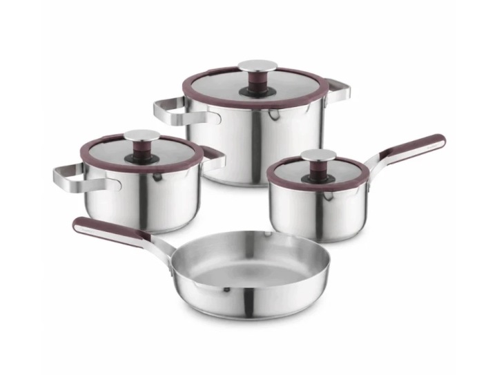 Sada BergHoff hrnců Z Nerezové oceli 18/10 Elements 7 ks Aubergine