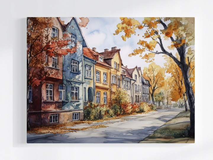 Plakát Město Ulice Domy Kamení Podzim Pohled 100x75