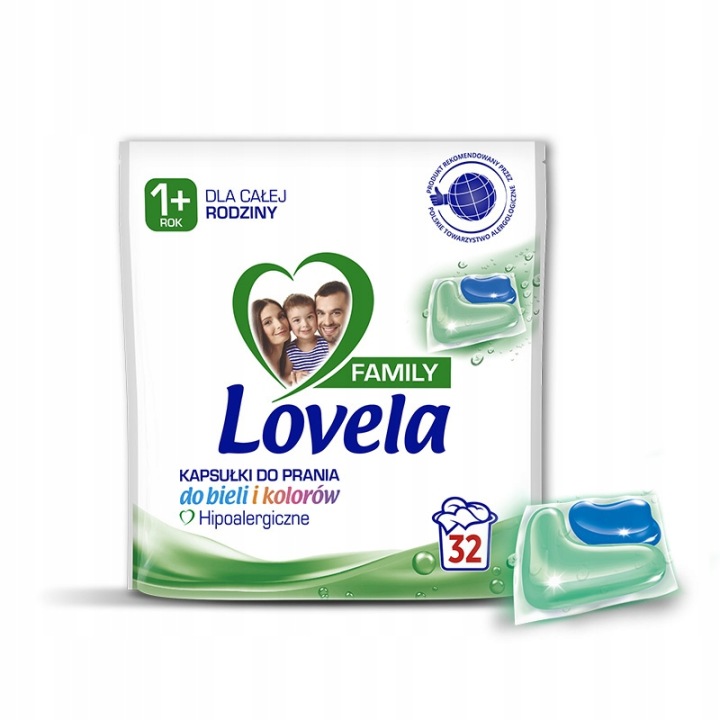 Lovela Family гіпоалергенні капсули прання кольору білого для алергіків 32