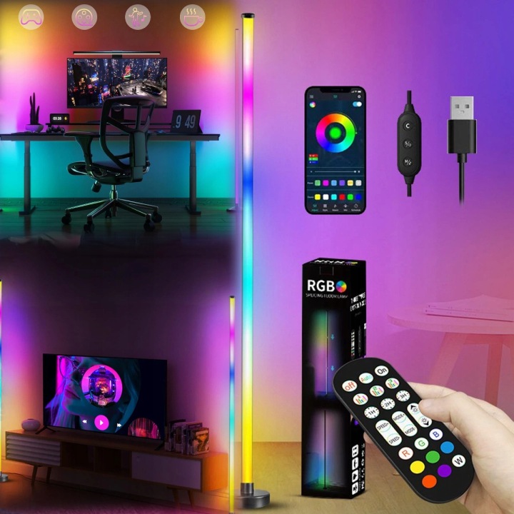 Stojací Led Podlahová Lampa Rgb Dálkový Ovladač Obývací pokoj Ložnice 120 CM