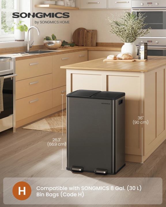 Odpadkový koš 2 x 30 l s pedálovým ovládáním měkké zavírání šedá