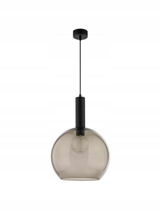 Závěsná lampa Laf Černá Kouřové skleněné stínítko 1xE27 30 cm Stropní Svítidlo