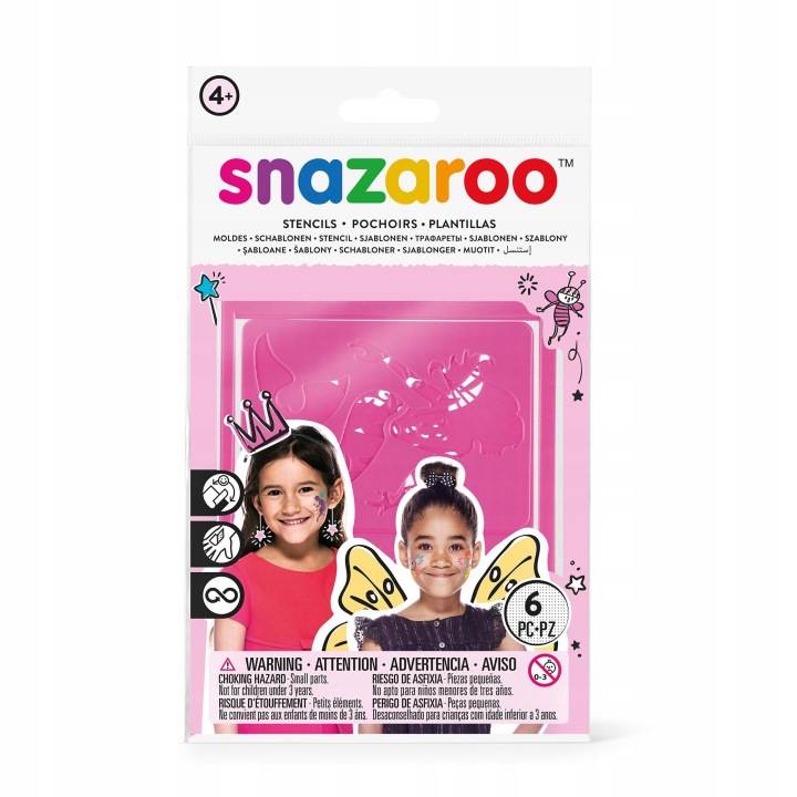 Трафарети для аквагриму мотиви для дівчаток SNAZAROO 6 візерунків