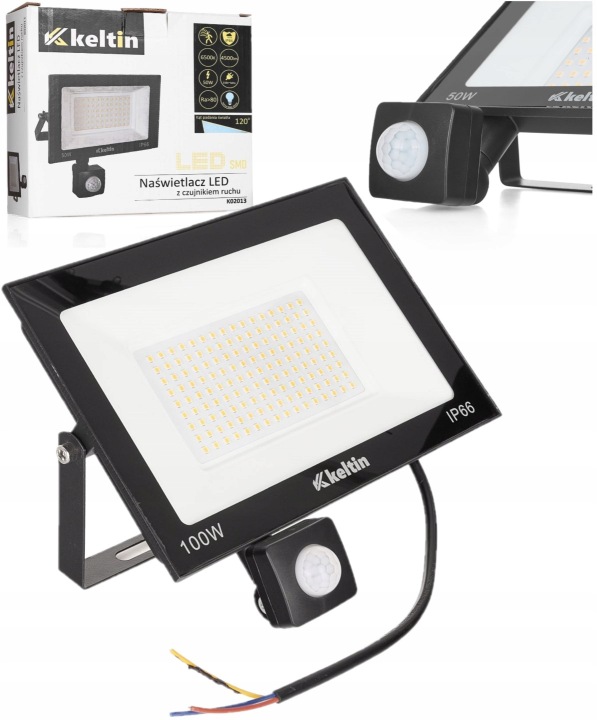 Led zářič 100W Halogen lampa senzor pohybu, studená bílá 6500 K