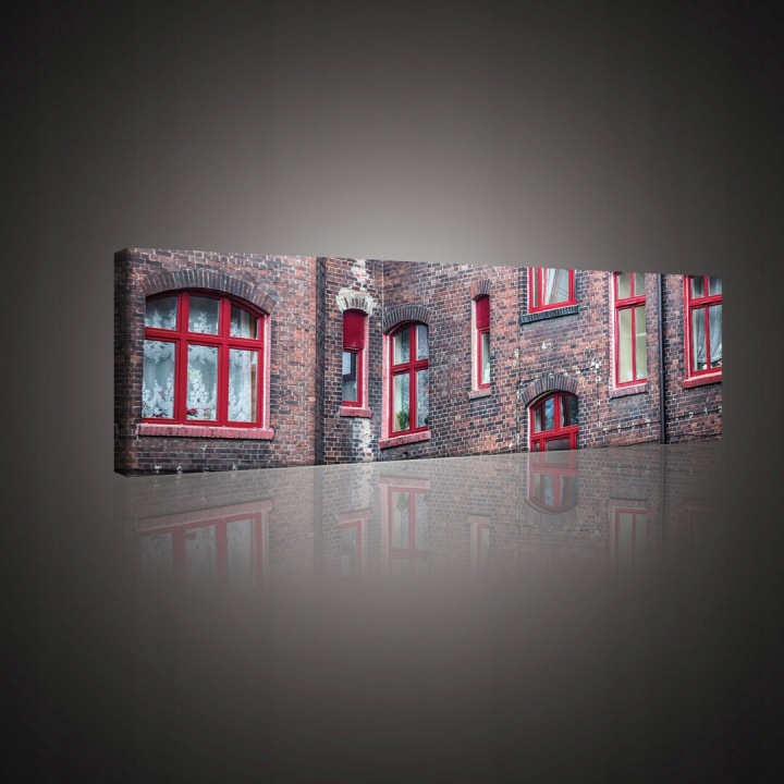 Obraz 145x45 Červená fasáda Minimalistická architektura pro váš domov