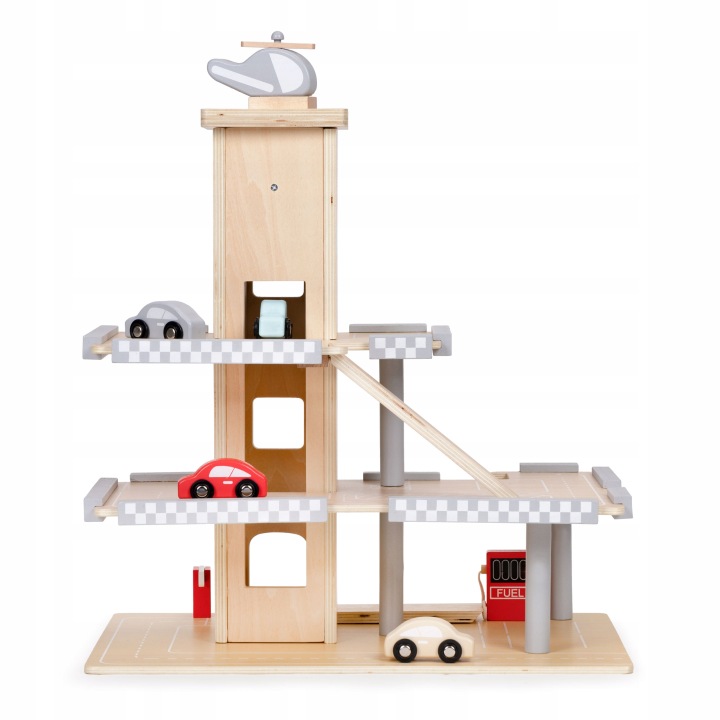 Великий Дерев'яний Трек Гараж Паркінг З Ліфтом + Машинки Ecotoys — фото 2