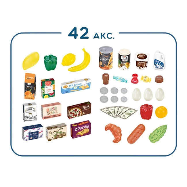 Візок Магазинний для Дітей на колесах Рухомі Елементи + Продукти 42 Аксесуари. — фото 6