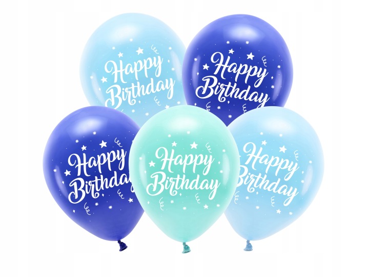 Повітряні кульки еко HAPPY BIRTHDAY синій 26 см 5 шт.