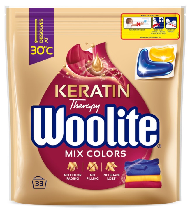 Woolite Капсули з Кератином Мікс для Прання Колір Темний Чорний Джинс 2x33 шт. — фото 3