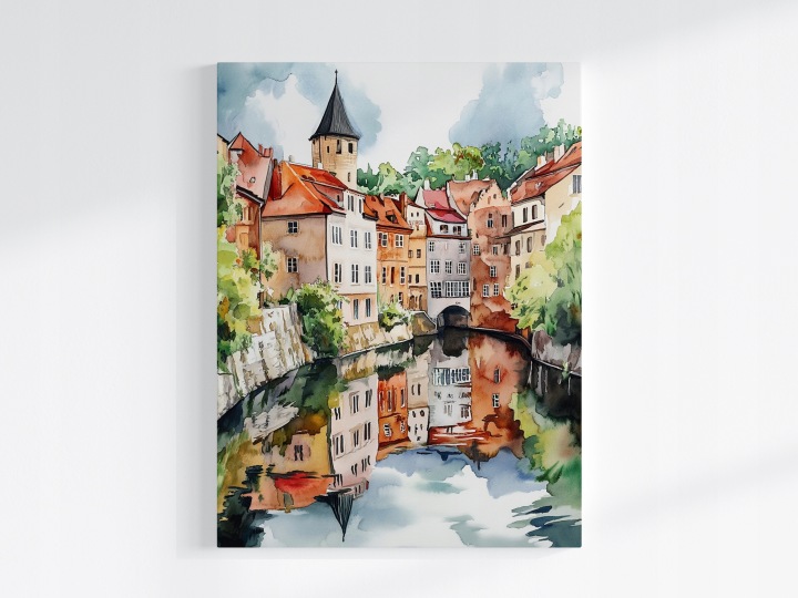 Plakát Město Český Krumlov Staré Město Památka Kanál 75x100
